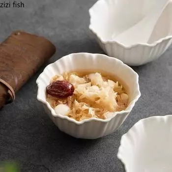 Неправильная миска в форме цветка, керамическая миска для десерта, закуски, йогуртницы, салатницы, белая специальная столовая посуда