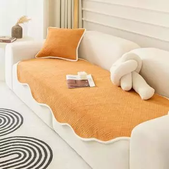 Неправильной формы коврик для дивана, нескользящий толстый чехол для дивана, теплая подушка для сиденья, однотонное плюшевое полотенце для дивана, наволочка 60x60cm 1pcs