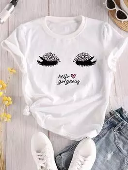 Непринужденная и стильная женская белая хлопковая футболка с повседневным принтом S