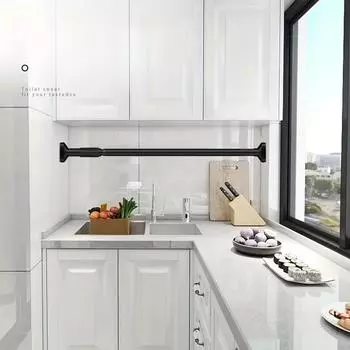 Непробивной телескопический стержень, регулируемый и простой в установке. Непробиваемая сушилка для белья, вешалка для одежды, шторы для спальни 37cm-52cm чёрный