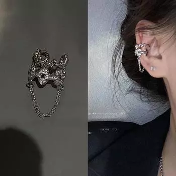 Непроколотые серьги-клипсы с кисточками и цепочкой для женщин - высококачественные, стильные серьги-клипсы в виде косточек для ушей