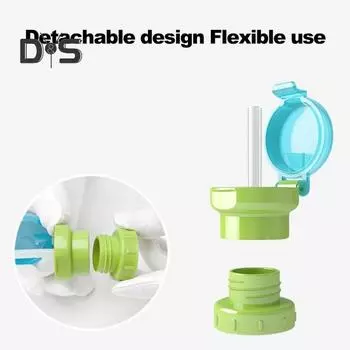 Непроливаемая детская крышка для бутылки с водой с безопасной соломенной крышкой, съемная конструкция, питьевая вода, детская поставка синий