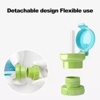 Непроливаемая детская крышка для бутылки с водой с безопасной соломенной крышкой, съемная конструкция, питьевая вода, детская поставка синий