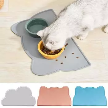 Непроливаемый, нескользящий, водонепроницаемый, легко чистящийся ежедневный силиконовый коврик для домашних животных для кошек и собак One Size розовый