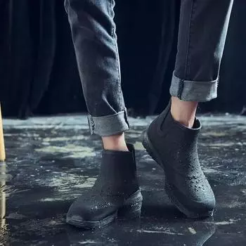 Непромокаемая обувь для мужчин, резиновая обувь, ботильоны на платформе, осень-зима 2024, ботильоны без шнуровки, мужские водонепроницаемые рабочие ботинки 36