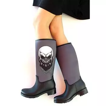 Непромокаемые модные женские резиновые сапоги с принтом В20301