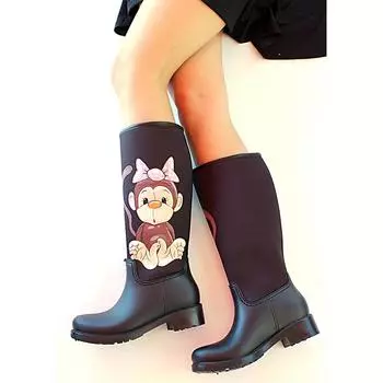 Непромокаемые модные женские резиновые сапоги с принтом Baby Monkey 20653