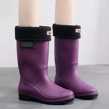 Непромокаемые сапоги до середины икры, женская модная резиновая обувь, осенние непромокаемые ботильоны без шнуровки, зимние женские непромокаемые рабочие ботинки Botas Agua 6
