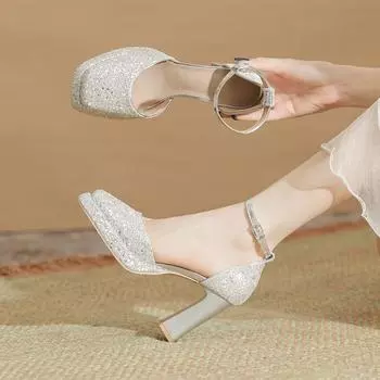 Непромокаемые туфли на высоком каблуке 9 см, на толстом каблуке и платформе, не утомляющие дышащие свадебные туфли, туфли для подружек невесты, женская обувь 34