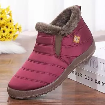 Непромокаемые женские зимние ботинки, теплые зимние плюшевые полусапожки, новая утолщенная нескользящая повседневная обувь на плоской подошве 35