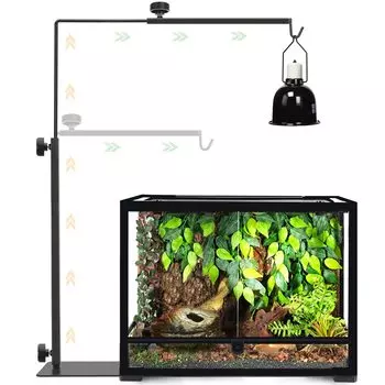 NEPTONION Reptile Dome Adjustable Inch Terrarium Heat Lamp Stand Metal Basking Lamp Fits All Reptile Dome Large Size Stand, 16-27 Fixture, Holder, чёрный