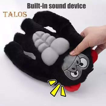 Неразрушимая игрушка для собак «Горилла», плюшевая игрушка для жевания «Горилла» для агрессивных любителей жевать, интерактивное пищащее животное с мышцами для маленьких, средних и больших собак чёрный