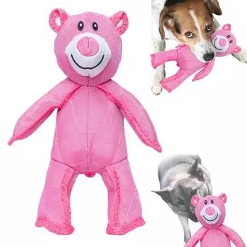 Неразрушимая игрушка для собак-медведей для агрессивных любителей жевать, плюшевая пищащая игрушка для собак крупных пород розовый