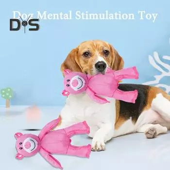 Неразрушимая игрушка для собак-медведей для агрессивных любителей жевать, плюшевая пищащая игрушка для собак крупных пород розовый