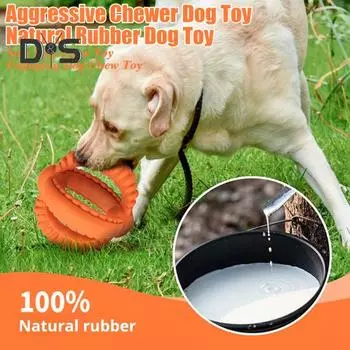 Неразрушимая игрушка для жевания собак для агрессивных жевателей Интерактивные резиновые мячи Игрушка для перетягивания и принесения Чистка зубов для щенков оранжевый