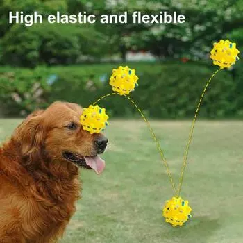 Неразрушимая игрушка для жевания собак. Прочный мяч для прорезывания зубов у собак, для агрессивных любителей жевать. Интерактивные прыгучие мячи из попкорна для больших, средних и маленьких собак. 1pc жёлтый