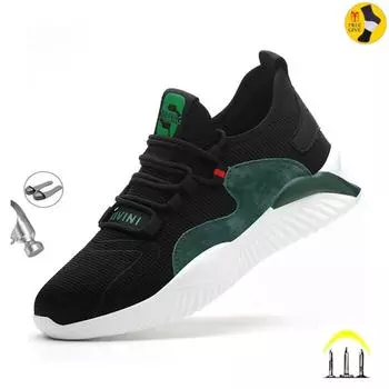 Неразрушимая обувь, мужская защитная рабочая обувь со стальным носком, устойчивые к проколам ботинки, легкие дышащие кроссовки, дропшиппинг 38 черный серый