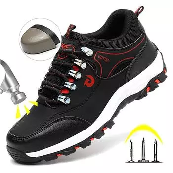 Неразрушимая защитная обувь для работы, устойчивая к проколам, рабочая защитная обувь, мужская прочная резиновая противоскользящая защитная обувь, строительные ботинки 38 чёрный