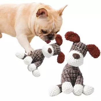 Неразрушимые игрушки для собак, интерактивные игрушки для собак, жевательные игрушки, неразрушимые пищащие игрушки для собак, мягкие плюшевые игрушки для игр и дрессировки One Size коричневый