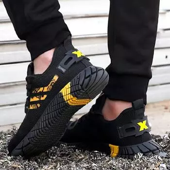 Неразрушимые рабочие ботинки, легкая защитная обувь, дышащие износостойкие мужские кроссовки с сеткой и защитой от проколов 36 красный