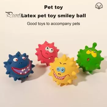 Неразрушимые жевательные игрушки для собак, большие собаки, скрипучий шипованный шарик для домашних животных, латексная игрушка со встроенным звуком, уход за зубами, забавный мультяшный жеватель розы красного