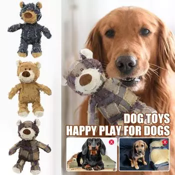 Неразрушимый игрушечный медведь для сильного жевания, плюшевый игрушечный медведь, игрушка для домашних животных, неразрушимый прочный медведь, игрушка для собак Extreme Bear для маленьких и больших гонок S синий