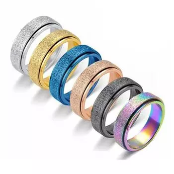 Нерегулируемое кольцо из нержавеющей стали в стиле панк, вращающееся кольцо против беспокойства для мужчин и женщин, матовые кольца на палец для вечеринки, клуба, модные украшения Size 6