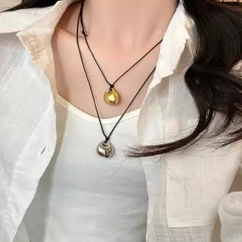 Нерегулярная подвеска в виде боба, цепочка для свитера, цепочка из искусственной кожи, модное ожерелье на ключицу из шнура для женщин золотой