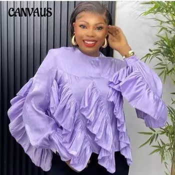 Нерегулярная свободная рубашка с длинными рукавами и оборками, женская осенняя французская блузка One size белый