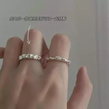 Нерегулярная текстура нишевого дизайна Открытое кольцо женское простое ins Премиум 925 стерлингового серебра 2024 года Новинка opening adjustable