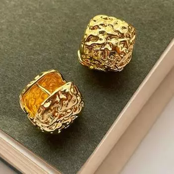 Нерегулярная текстура Ретро преувеличение Серьги Ретро-кольца Серьги-кольца Простые подарочные застежки для ушей серебряный