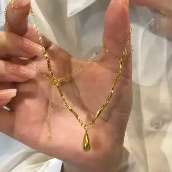 Нерегулярная волна капля воды кисточка ожерелье для женщин легкая роскошь высокого класса Ins роскошный кулон темперамент универсальная ключичная цепочка