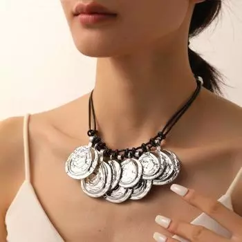 Нерегулярное многослойное колье-чокер, легкая роскошная стильная цепочка на ключицу, круглая металлическая подвеска, подарок золотой