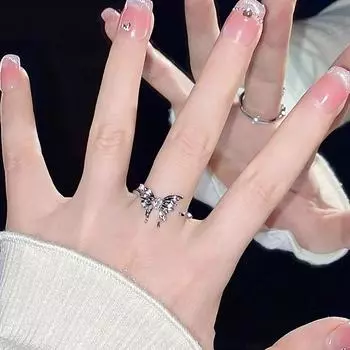 Нерегулярные циркониевые бабочки, открывающиеся регулируемые кольца для женщин и девочек, легкие роскошные украшения, кольца на палец, ювелирные изделия, подарок 1pc