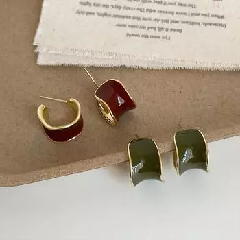 Нерегулярные масляные капли металлические серьги-гвоздики женские простые нишевые дизайн индивидуальные ретро модные универсальные темпераментные серьги