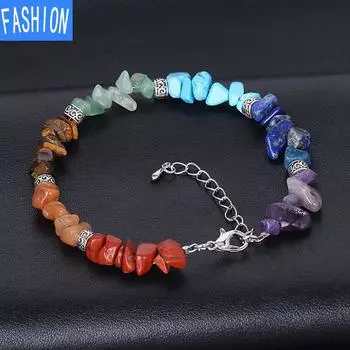 Нерегулярные полудрагоценные камни, браслет из натуральных кристаллов, браслет для йоги, медитации, чакры, подарок
