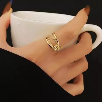 Нерегулярные полые открывающиеся кольца для женщин из нержавеющей стали, золотого цвета, медное геометрическое кольцо, модные простые вечерние рождественские украшения