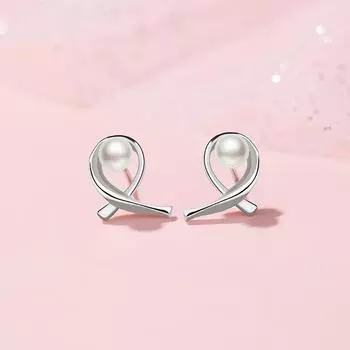 Нерегулярные серьги-гвоздики с имитацией жемчуга в виде креста, женские простые серьги для пирсинга ушей в стиле ниши Sense Summer