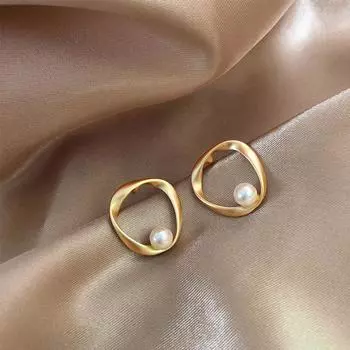 Нерегулярные серьги-гвоздики с искусственным жемчугом, женские винтажные ювелирные изделия, милые маленькие серьги для женщин, ювелирные изделия