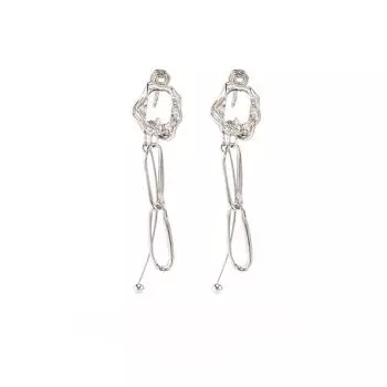 Нерегулярные серебряные металлические цепочки, длинные серьги, модные без пирсинга, спирали от комаров, зажим для ушей