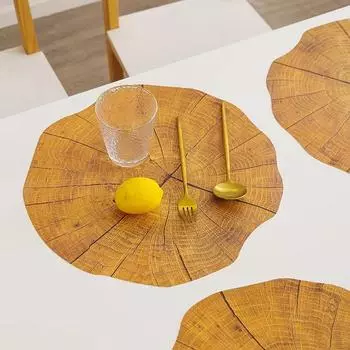 Нерегулярный имитация пня дерева обеденный коврик домашний ПП водонепроницаемый противоскользящий изоляционный коврик свадебное украшение 38cm