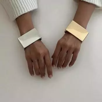 Нерегулярный широкий открытый браслет в европейском и американском стиле для женщин золотой