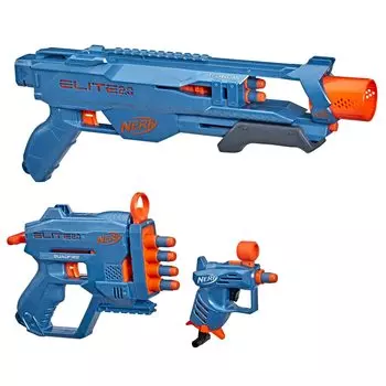 NERF Elite Loadout Pack Technician Quadfire Ace Blaster 14 Elite Darts 2.0 3-Blaster - DS-2, QS-4, SD-1 & (Multicolor).