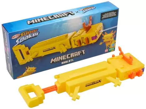 Nerf Super Soaker Minecraft AXOLOTL Water Minecraft Axolotl Mob Уличная водная игра для детей F7601 Подлинный водяной пистолет для детей и взрослых