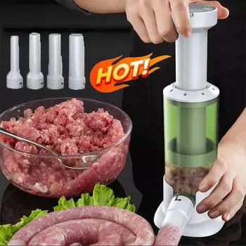 Нержавеющая колбасная насадка для наполнения колбасы горизонтальная колбасная машина с 4 размерами трубок для наполнения колбасы кухонный инструмент для наполнения колбасы кофейный