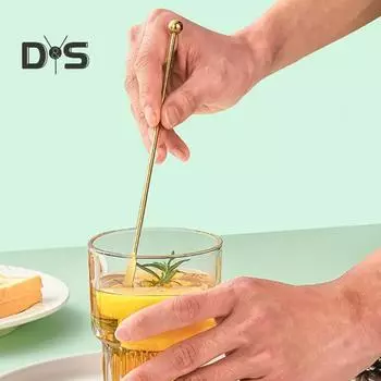 Нержавеющая палочка для смешивания, гладкая поверхность, превосходная палочка для смешивания коктейлей, чая с молоком серебряный