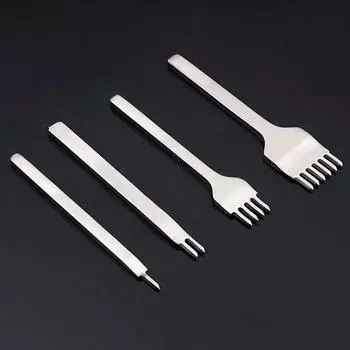 Нержавеющая сталь 1 2 4 6 плоское долото кожаные ремесленные инструменты дырокол набор инструментов Diy шнуровка шить серебряный