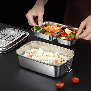 Нержавеющая сталь 2/3 решетки двухслойный ланч-бокс с сумкой Бенто для детей фруктовый десерт подогреватель для еды столовая посуда кухонные принадлежности