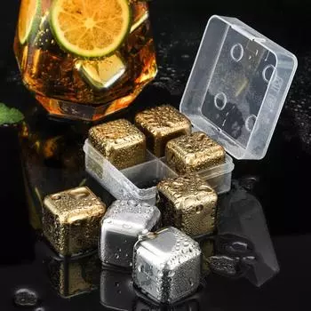 Нержавеющая сталь 304, камни для виски, барный инструмент, кубики льда, охлаждающие камни для вечеринок