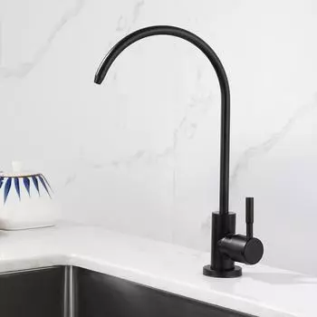 Нержавеющая сталь 304, кухонный черный водопроводный кран, 2 точки, одинарный, прямой кран для холодной питьевой воды, кран для машины для чистой воды